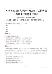 2024年黑龍江大興安嶺地區(qū)新林區(qū)新林鎮(zhèn)公益性崗位招聘考試真題