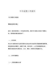 中介前期工作報(bào)告