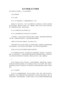 總公司制度,分公司制度