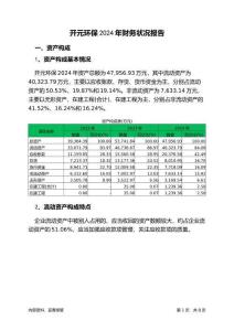 開元環保2024年財務狀況報告