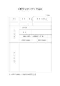 懷化學(xué)院學(xué)士學(xué)位申請(qǐng)表