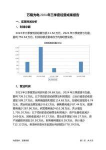 萬隆光電2024年三季度經(jīng)營成果報告