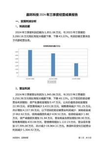 嘉環(huán)科技2024年三季度經(jīng)營(yíng)成果報(bào)告