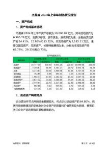 杰易森2024年上半年財(cái)務(wù)狀況報(bào)告
