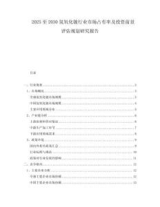 2025至2030氫氧化鈹行業市場占有率及投資前景評估規劃研究報告