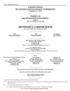 【SEC-2025行業研究報告】Form F-10 METHANEX CORP