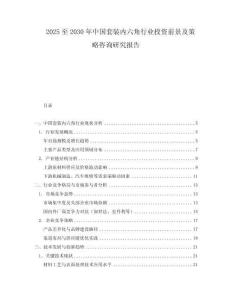 2025至2030年中國套裝內六角行業投資前景及策略咨詢研究報告