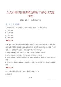 六安市霍邱縣新店鎮選聘村干部考試真題2024