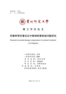 刑事附帶民事訴訟中精神損害賠償問題研究