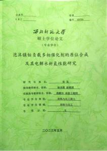 泡沫鎳鈷負(fù)載多相催化劑的原位合成及其電解水析氫性能研究