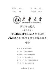 FTO_IGF2BP2以m6A機制上調CDH12介導EMT促進甲狀腺癌侵襲轉移
