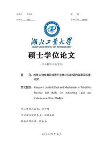 改性生物炭凝膠球吸附水體中鉛和鎘的效果及機(jī)理研究