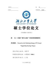 W集團“數(shù)字山海經(jīng)”項目的營銷策略研究