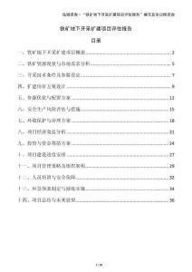 鐵礦地下開(kāi)采擴(kuò)建項(xiàng)目評(píng)估報(bào)告