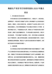陶瓷生產項目可行性研究報告-2025年重點項目