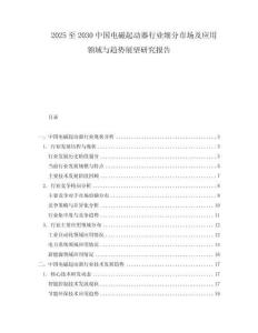 2025至2030中國電磁起動器行業(yè)細分市場及應用領域與趨勢展望研究報告