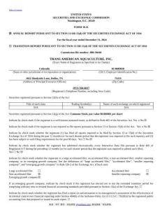 【SEC-2025行業研究報告】Form 10-K Trans American Aquaculture Inc