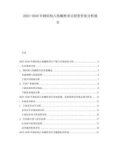 2025-2030年鋼結構六角螺栓項目投資價值分析報告