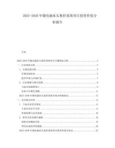 2025-2030年微電腦床頭集控系統項目投資價值分析報告