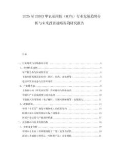 2025至20303甲氧基丙胺（MOPA）行業(yè)發(fā)展趨勢分析與未來投資戰(zhàn)略咨詢研究報告