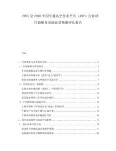2025至2030中國車載高空作業(yè)平臺（AWP）行業(yè)項(xiàng)目調(diào)研及市場前景預(yù)測評估報告