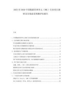 2025至2030中國數據管理單元（DMU）行業項目調研及市場前景預測評估報告