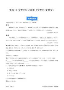 专题16 文言文对比阅读（文言文+文言文）（原卷版）