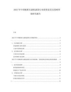 2025年中國板框壓濾機濾袋行業(yè)投資前景及策略咨詢研究報告