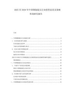 2025至2030年中國銅制接頭行業投資前景及策略咨詢研究報告