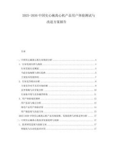 2025-2030中國實心碗離心機產(chǎn)品用戶體驗測試與改進方案報告