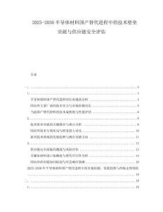 2025-2030半導(dǎo)體材料國產(chǎn)替代進(jìn)程中的技術(shù)壁壘突破與供應(yīng)鏈安全評估