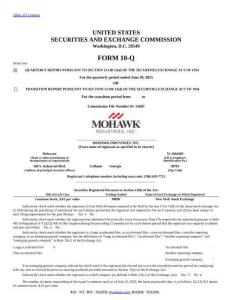 【SEC-2025行業(yè)研究報告】Form 10-Q MOHAWK INDUSTRIES INC