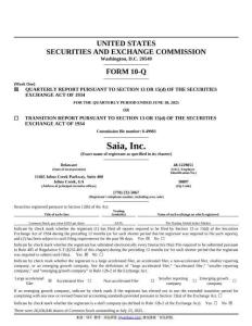 【SEC-2025行業(yè)研究報(bào)告】Form 10-Q SAIA INC