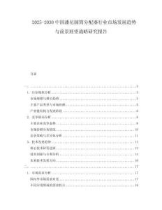 2025-2030中國潘尼圓筒分配器行業市場發展趨勢與前景展望戰略研究報告