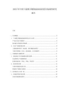 2025年中國干混聚合物保溫抹面砂漿市場調查研究報告