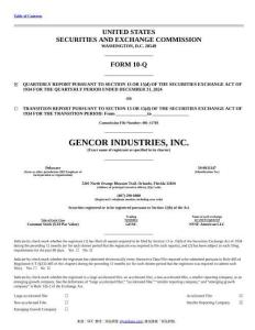 【SEC-2025行業(yè)研究報(bào)告】Form 10-Q GENCOR INDUSTRIES INC