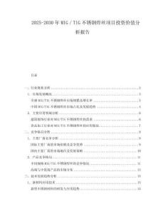 2025-2030年MIG／TIG不銹鋼焊絲項目投資價值分析報告