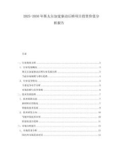 2025-2030年斯太爾加寬驅(qū)動后橋項目投資價值分析報告