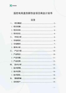 溫控電燉盅創新創業項目商業計劃書