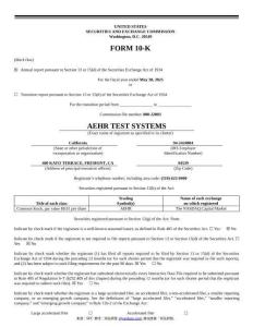 【SEC-2025行業(yè)研究報(bào)告】Form 10-K AEHR TEST SYSTEMS