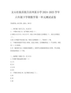文山壯族苗族自治州某小學(xué)2024-2025學(xué)年六年級下學(xué)期數(shù)學(xué)第一單元測試試卷