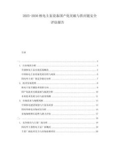 2025-2030核電主泵設(shè)備國(guó)產(chǎn)化突破與供應(yīng)鏈安全評(píng)估報(bào)告