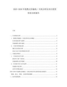 2025-2030年便攜式傳輸線／天線分析儀項目投資價值分析報告