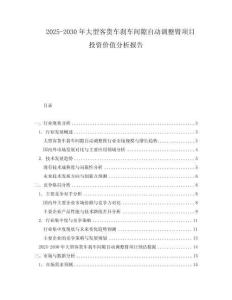2025-2030年大型客貨車剎車間隙自動調整臂項目投資價值分析報告