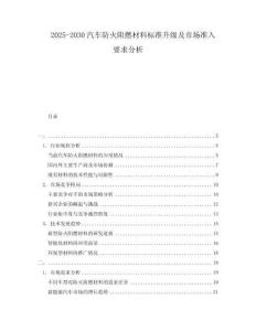 2025-2030汽車防火阻燃材料標準升級及市場準入要求分析