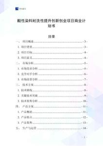 酸性染料耐洗性提升創新創業項目商業計劃書
