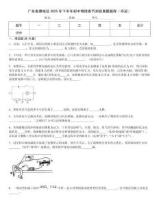 廣東省惠城區(qū)2025年下半年初中物理章節(jié)測驗真題題庫（奪冠）