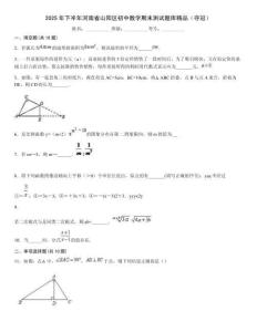 2025年下半年河南省山陽區(qū)初中數(shù)學期末測試題庫精品（奪冠）