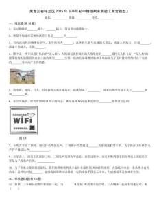 黑龍江省呼蘭區2025年下半年初中物理期末測驗【黃金題型】