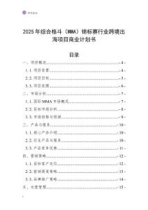 2025年綜合格斗（MMA）錦標賽行業(yè)跨境出海項目商業(yè)計劃書